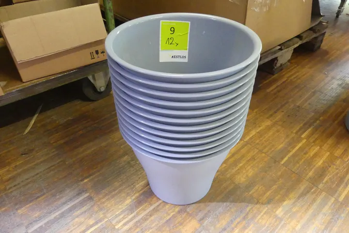12x Geli - Blumentopf, ohne Loch Topf NEO 30 cm, betonfarbe hell ohne Loch